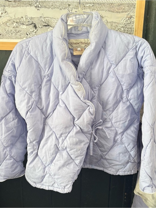 Warm Things Jackets & Blazers - Lavender Quilted Goose Down Wrap Puffer Jacket